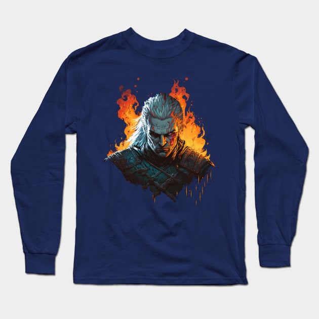 Geralt in Comic Book Style Long Sleeve T-Shirt by Vaelerys